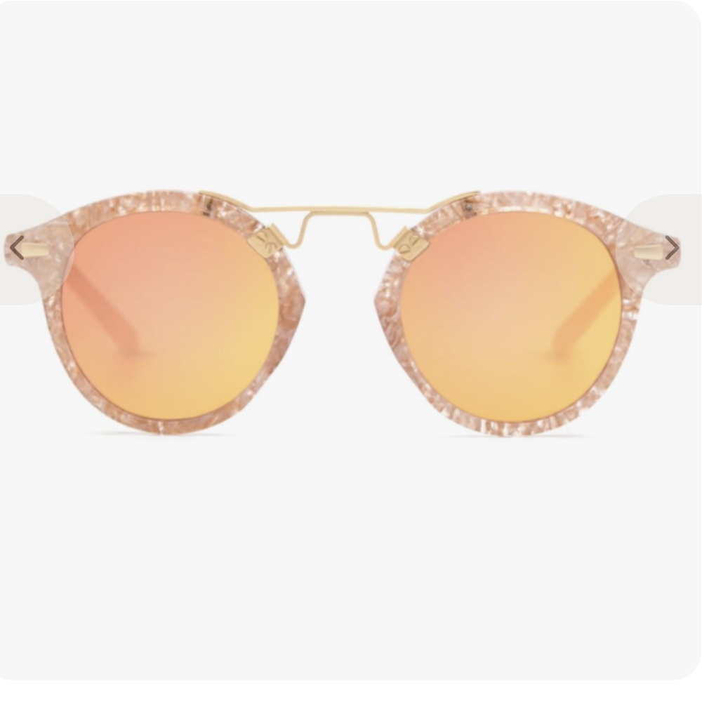 KREWE St. Louis Mirrored Sunglasses with Gold Bridge and Rose Lenses - Picture 3 of 10
